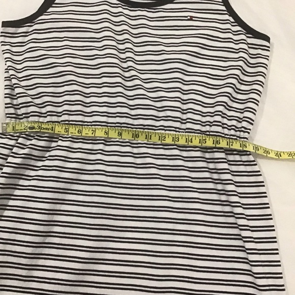 Tommy Hilfiger Navy Blue & White Striped Sleeveless Dress w/Elastic Waist, Sz L - Picture 10 of 11